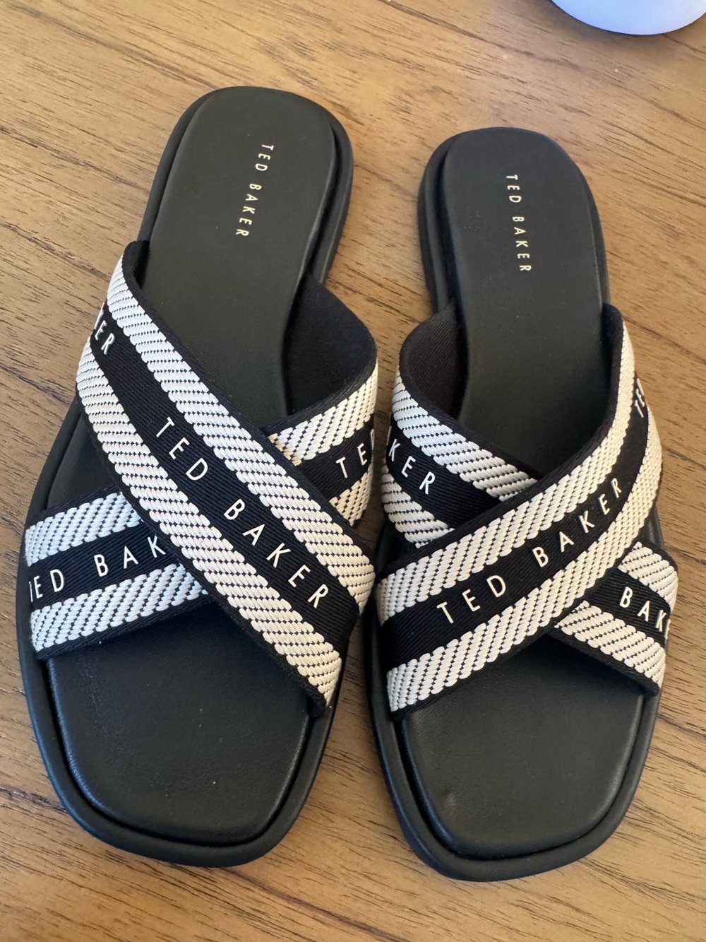 Ted Baker Black Leather Slide Sandals